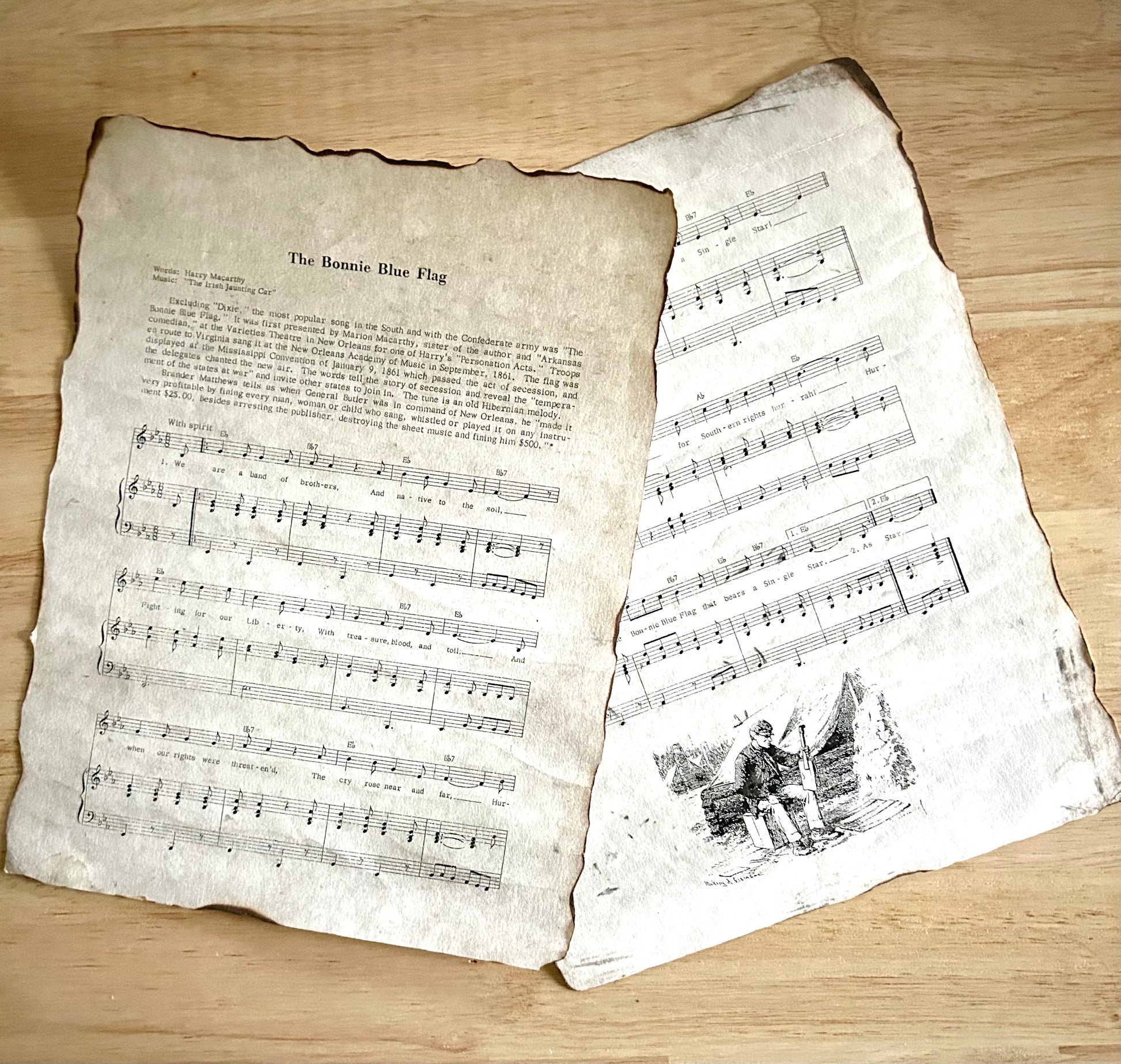 Bonnie Blue Flag Sheet Music and Bookmark